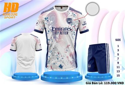 Bộ Quần Áo bóng đá trẻ em CLB Arsenal Trắng Loang Fantasy 2023-2024